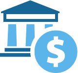 icon of building with columns and dollar sign